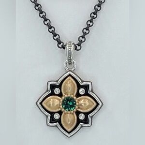 Brighton Monarch JOY necklace NWT green crystal black ion chain 16-18 inches